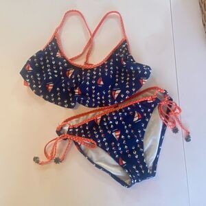 Sperry Top-Sider Bikini Swimwear Sailboat Strappy Racerback Tie Sides Size Small